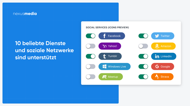 10 beliebte Dienste und soziale Netzwerke sind unterstützt