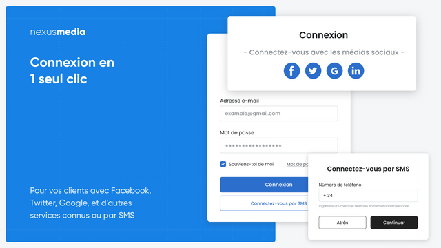 Connectez-vous à Facebook, Twitter, Google, etc…