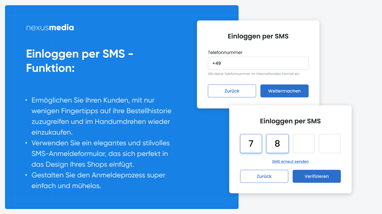 Einloggen per SMS -Funktion