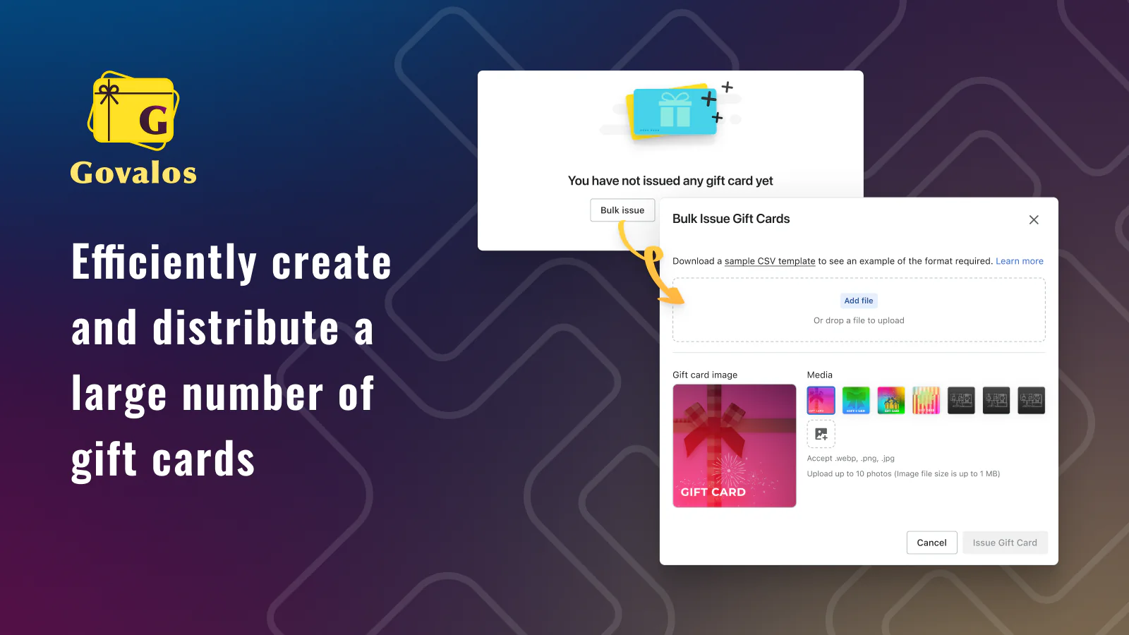 Efficiently create and distribute a large number of gift cards