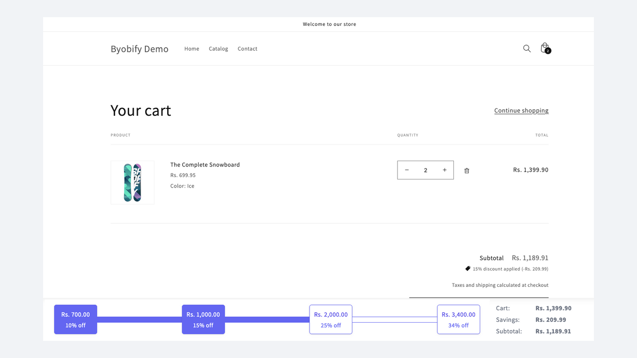 Barra de desconto por níveis para compradores