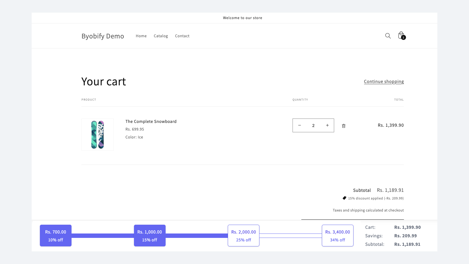 Barra de desconto por níveis para compradores