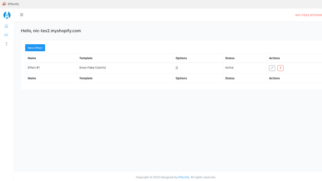 Simple effect management page