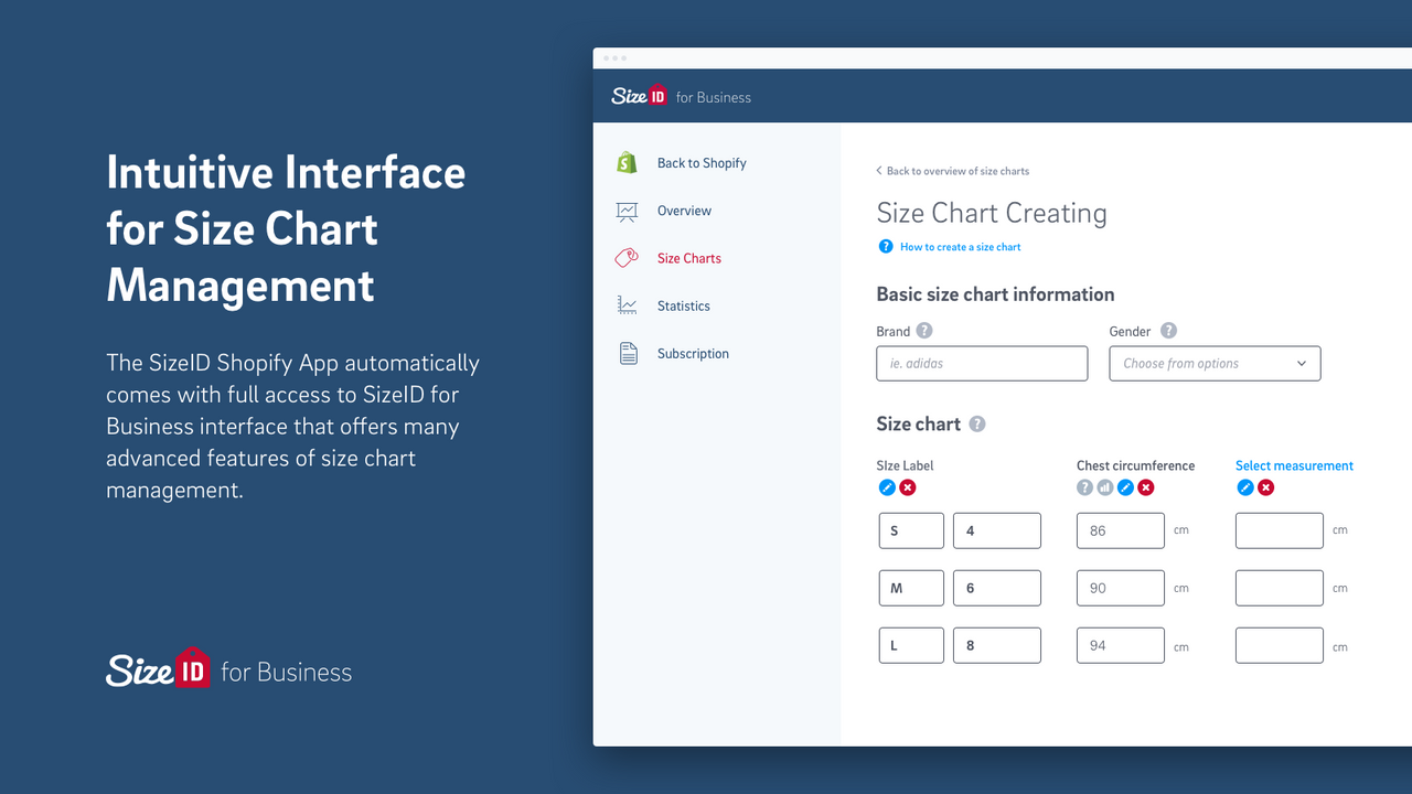 Intuitive Interface for Size Chart Management 