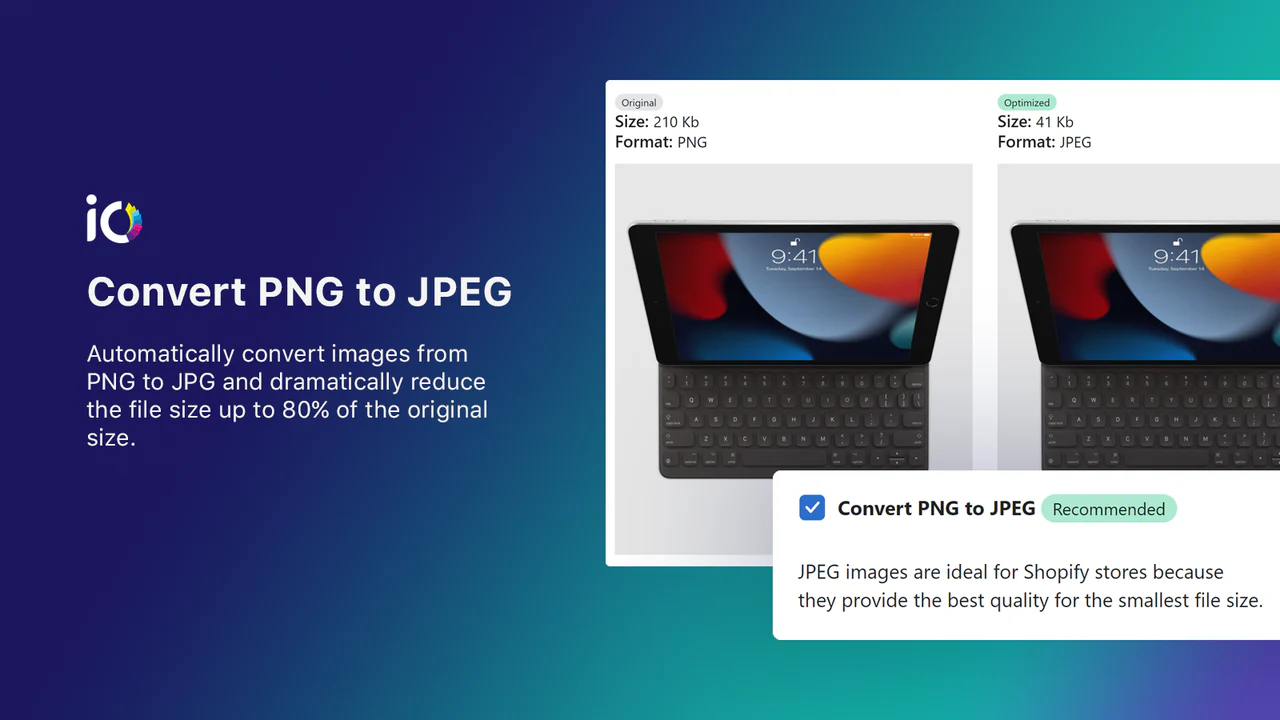 Image Optimizer: Convert PNGs to JPEGs for better speed