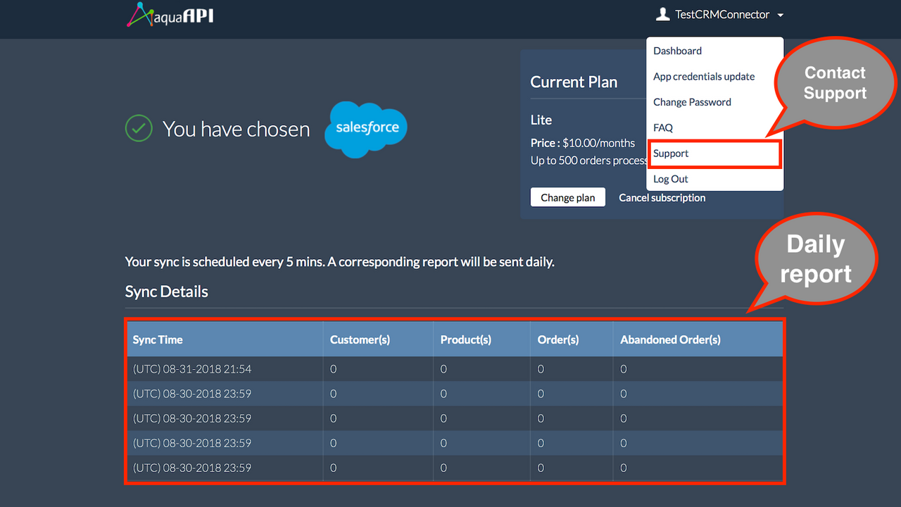 AquaAPI Cloud Connector Screenshot