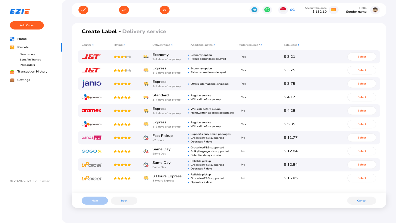 EZIE Shipping Optimizer Screenshot