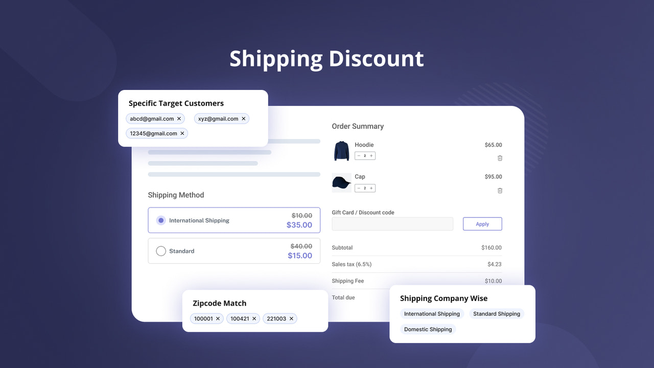 Shipping discount with zip code and customer