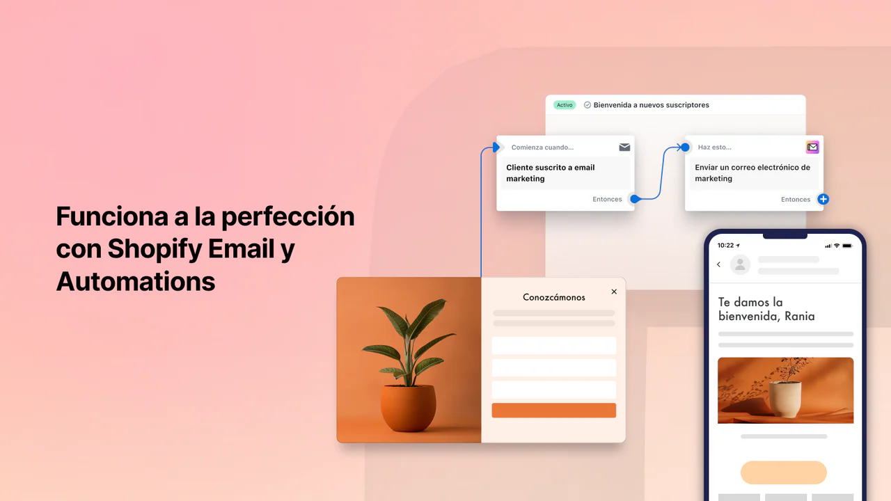 Funciona a la perfección con Shopify Email y Automations