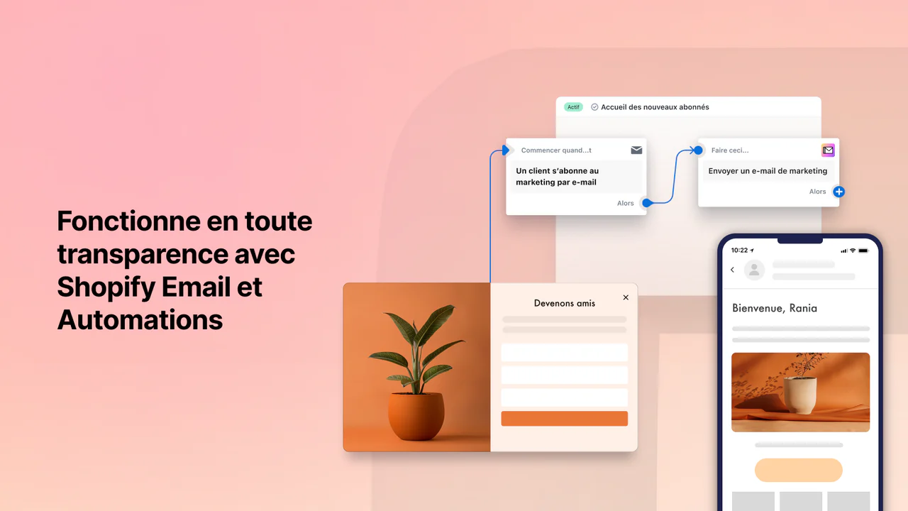 Fonctionne avec Shopify Email et Automations