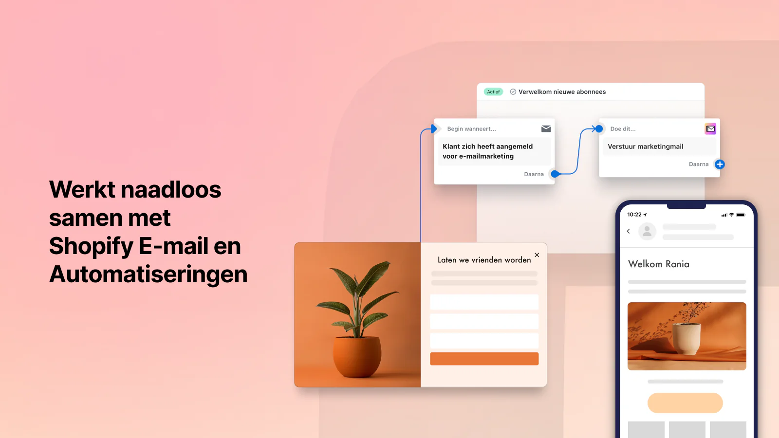 Werkt naadloos samen met Shopify E-mail en Automatiseringen