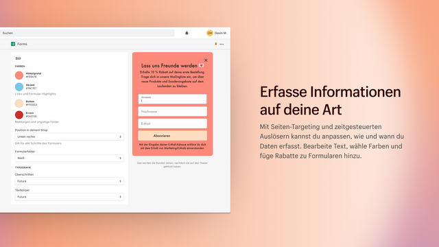 Formularfarben und -text im Einklang mit deiner Marke gestalten