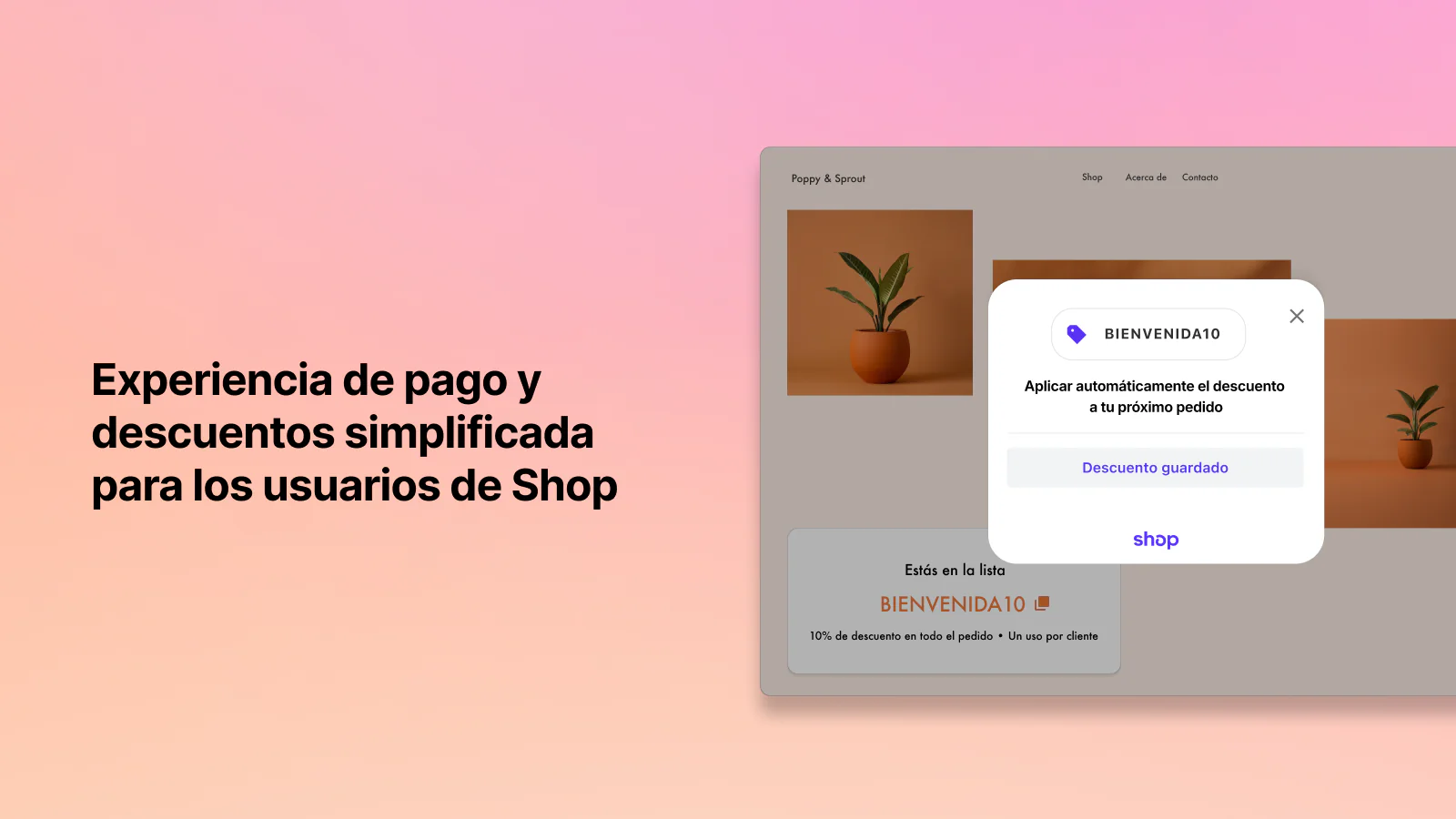 Experiencia de pago simplificada para los usuarios de Shop