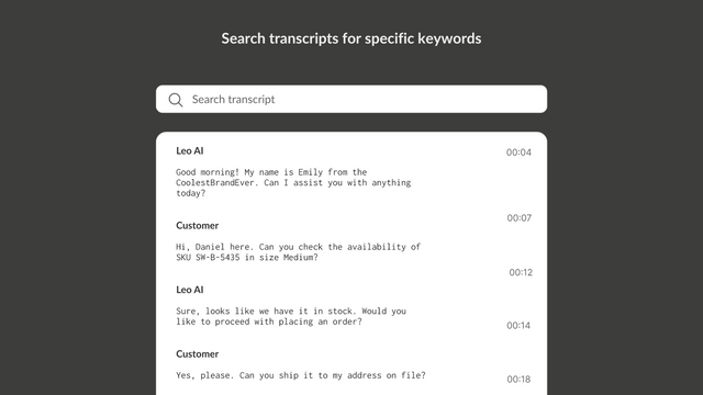 Search transcripts for specific keywords