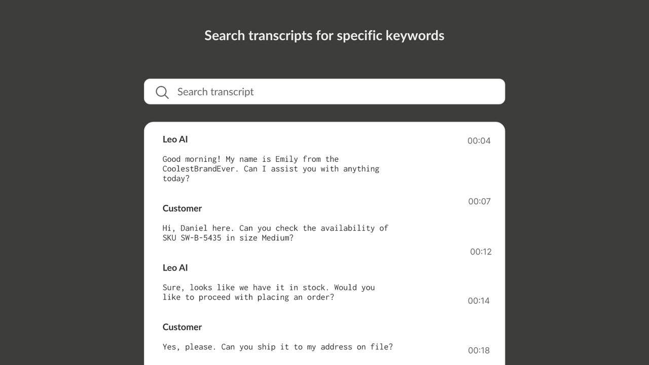 Recherchez dans les transcriptions des mots-clés spécifiques