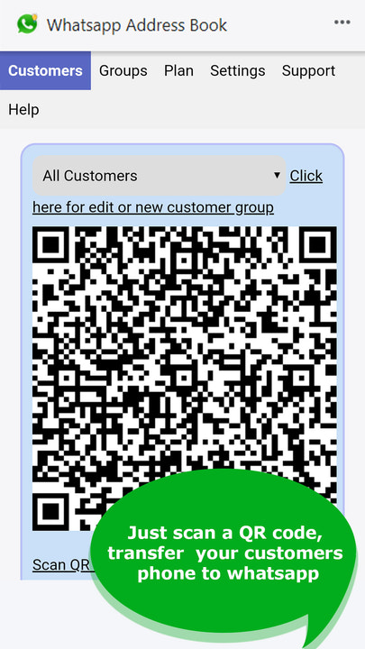 Solo escanea un código QR, transfiere el teléfono de tus clientes a whatsapp