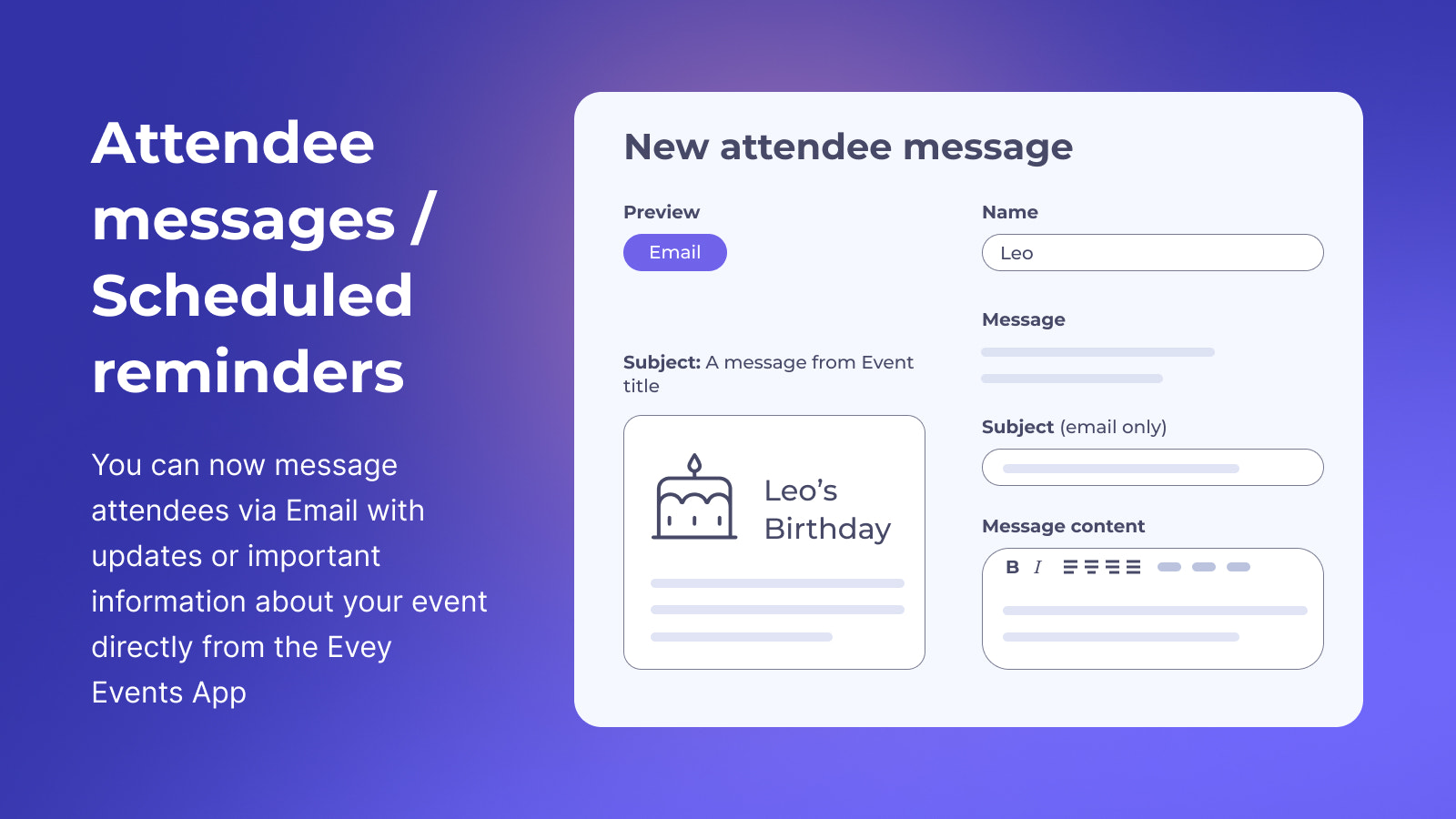 Message event attendees across multiple channels.