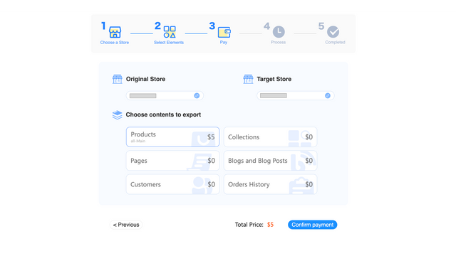 Confirm payment and export data