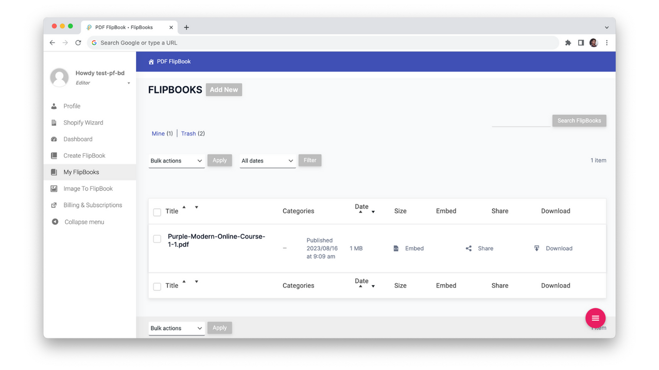 Forhåndsvisning af Admin Panel