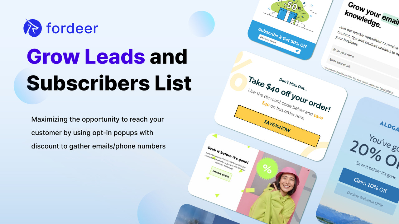 Sales pop, Sold count, Leads, subcribers list