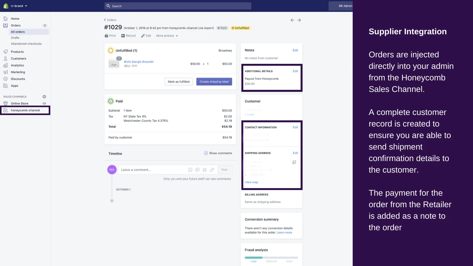 Orders automatically injected into the Supplier's admin