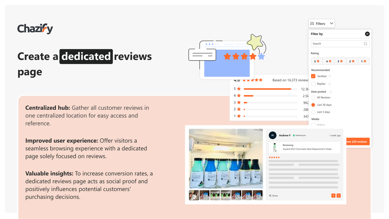 Create a dedicated reviews page