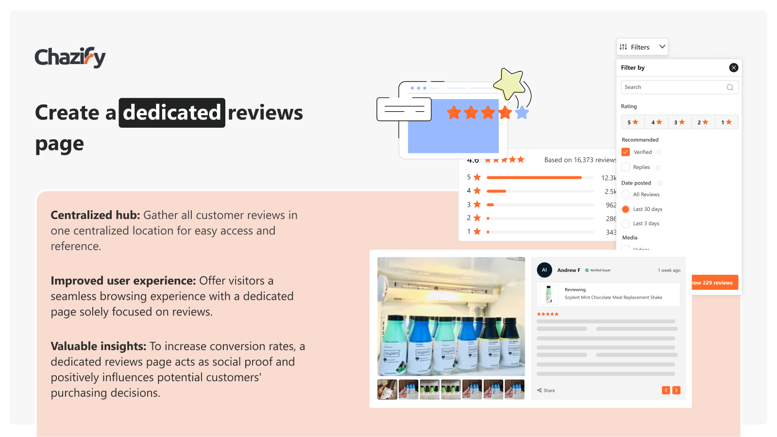 Create a dedicated reviews page