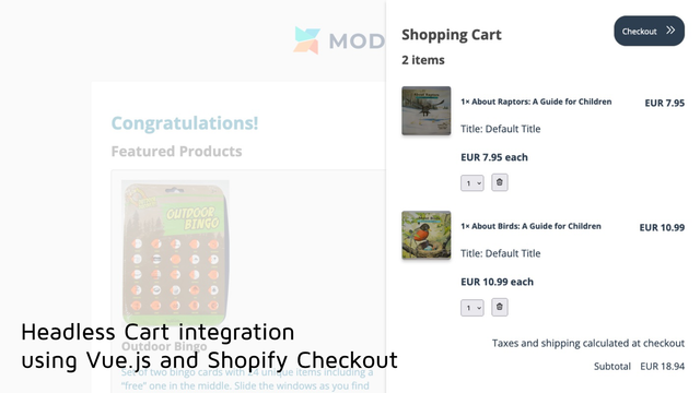 Implementação de carrinho sem cabeçalho usando Vue.js e Checkout do Shopify