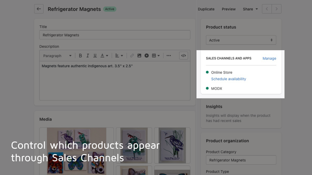 Select which products to publish with the Sales Channel
