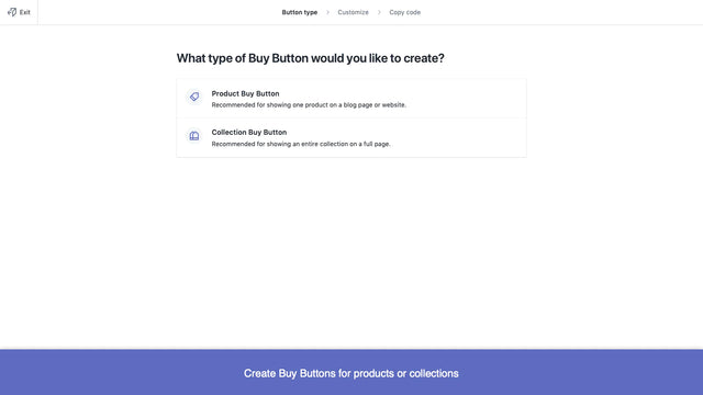 Crea Buy Button per prodotti o collezioni