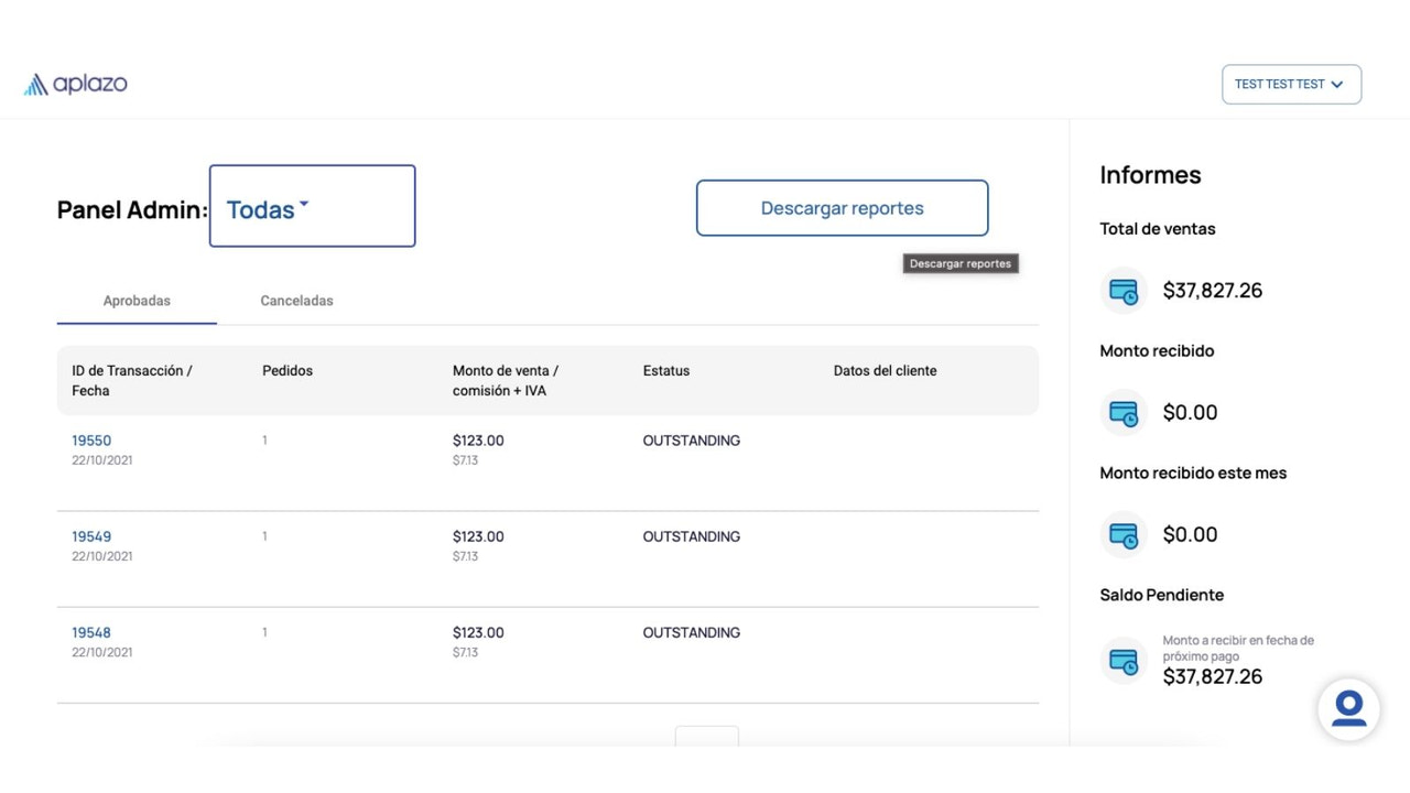 Tu panel de Merchant