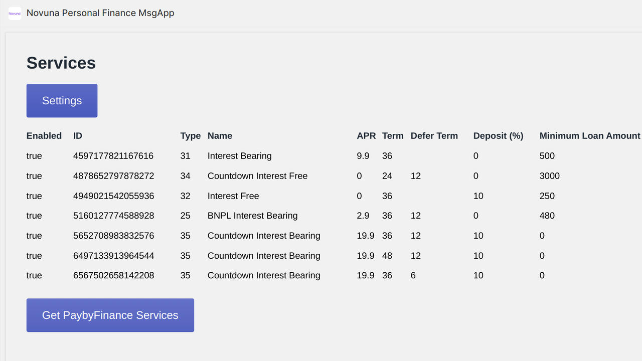 Services and Setting in admin section