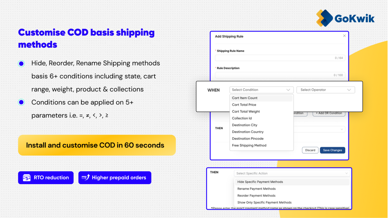 Customise COD Basis Shipping Methods To Reduce RTO