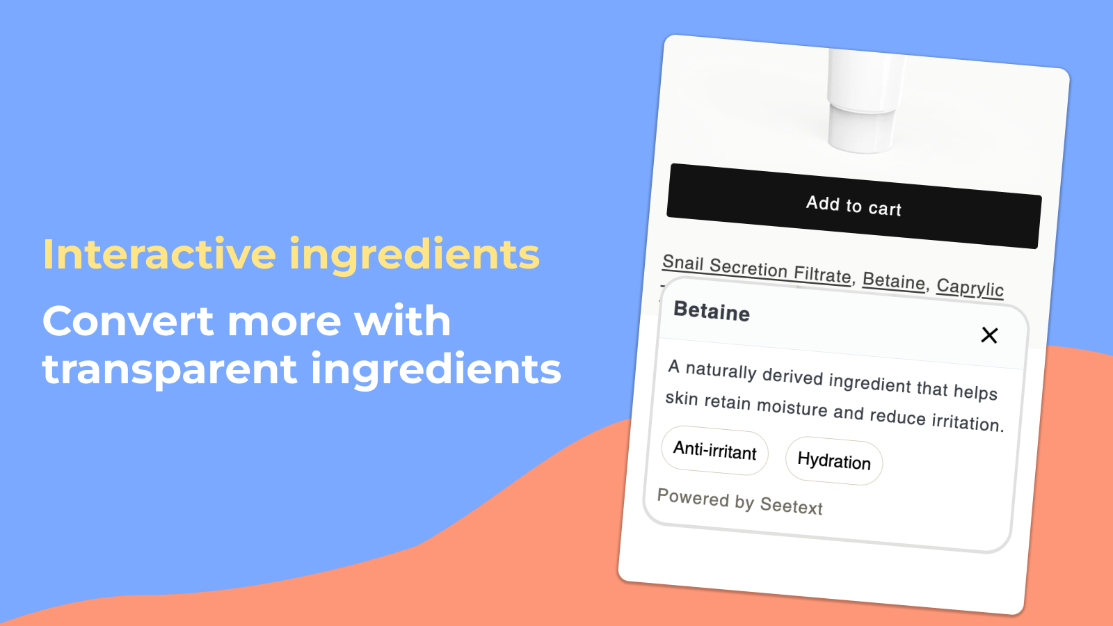 Clickable Ingredients: Seetext Screenshot