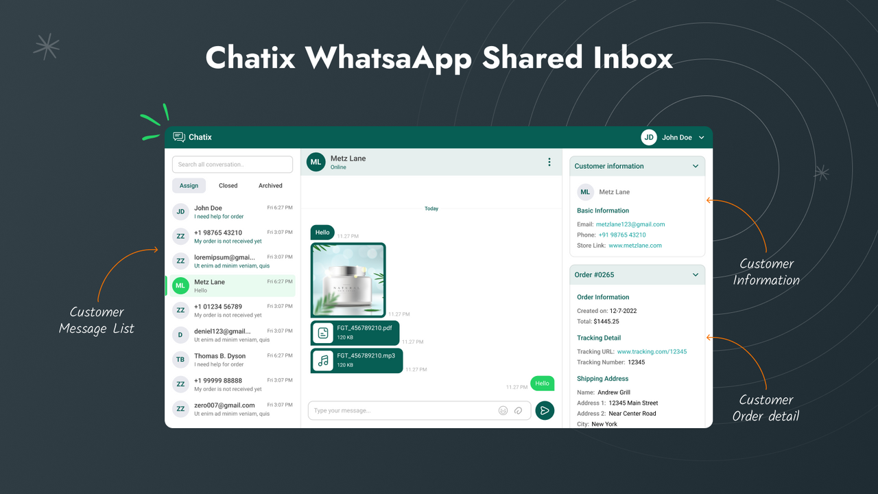 shared inbox to chat with customers using API number.