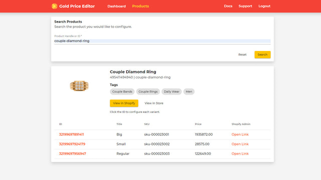 Live Gold Price Editor | Product zoeken