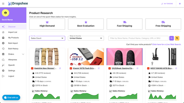 Dropshipping Winning Product Research Tool & Stock Tracking