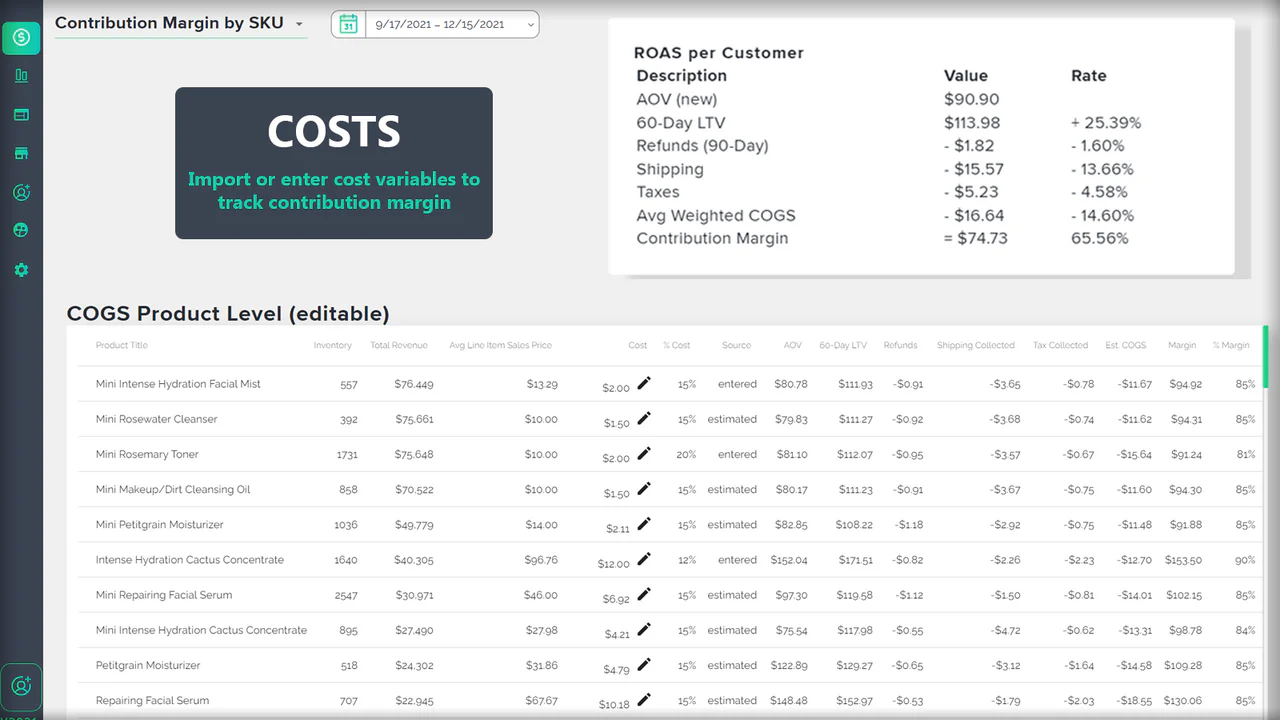 Get quick COGS and inventory snapshots improves decision-making