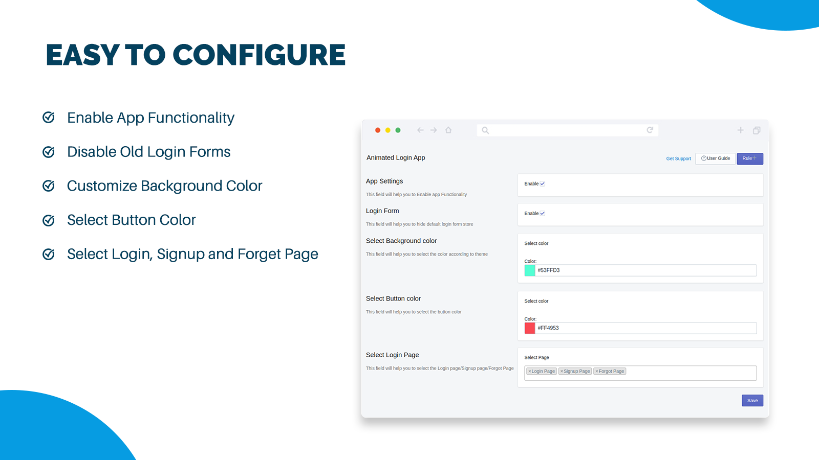 configuration de la page de connexion