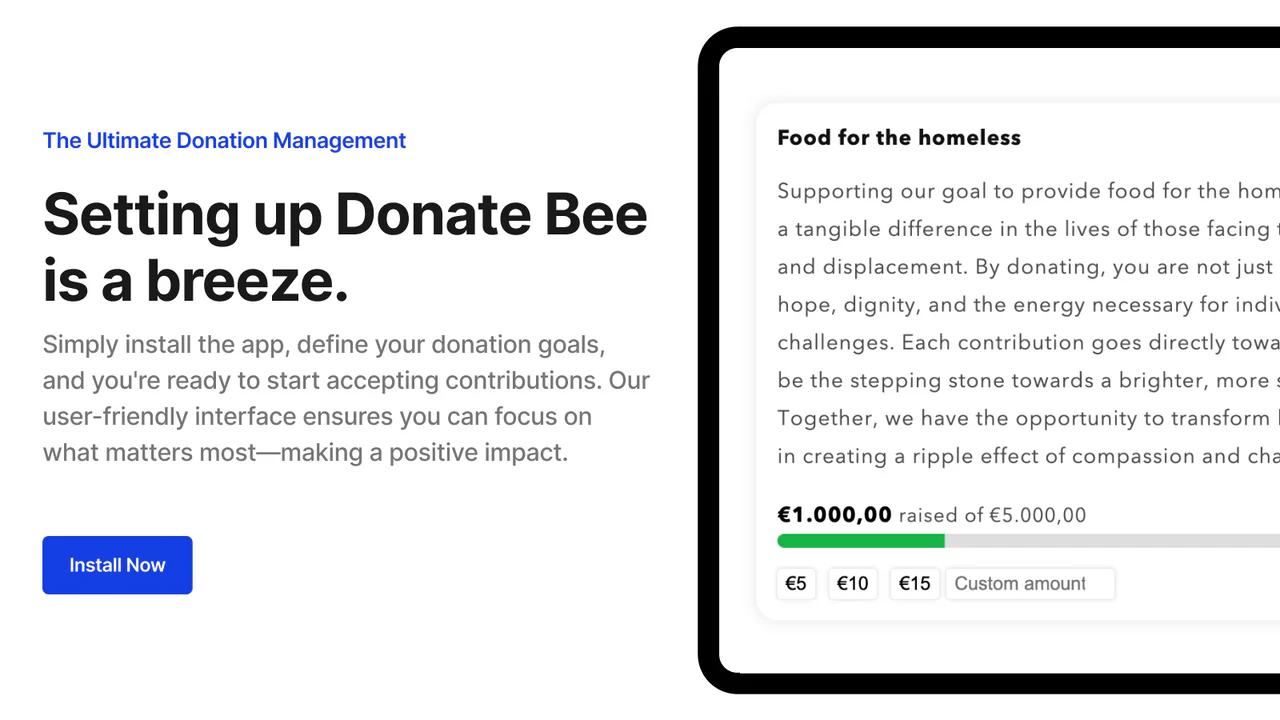 Setting up Donate Bee is a breeze.