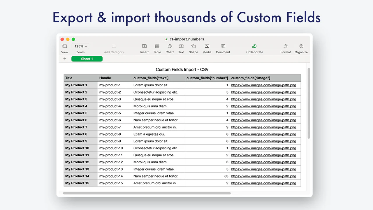 Importa datos de Campos Personalizados para miles de registros