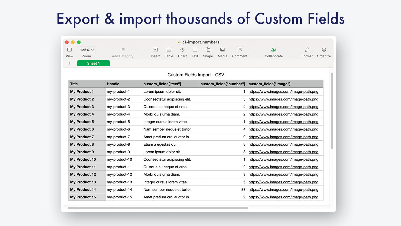 Importeer Custom Fields-gegevens voor duizenden records