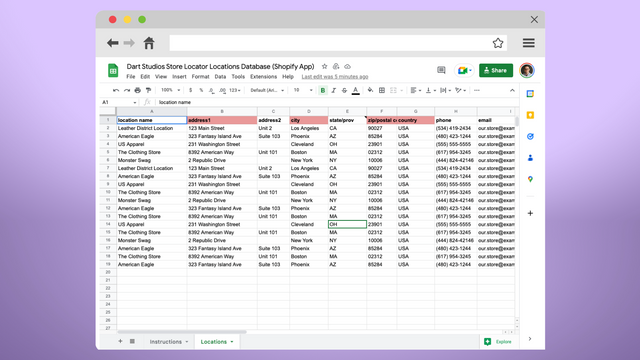 Administra las ubicaciones de la tienda a través de Google Sheets