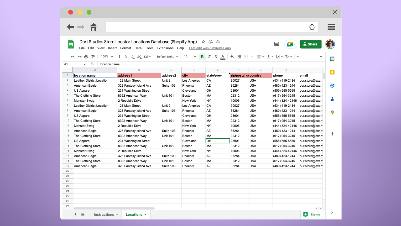 Administra las ubicaciones de la tienda a través de Google Sheets