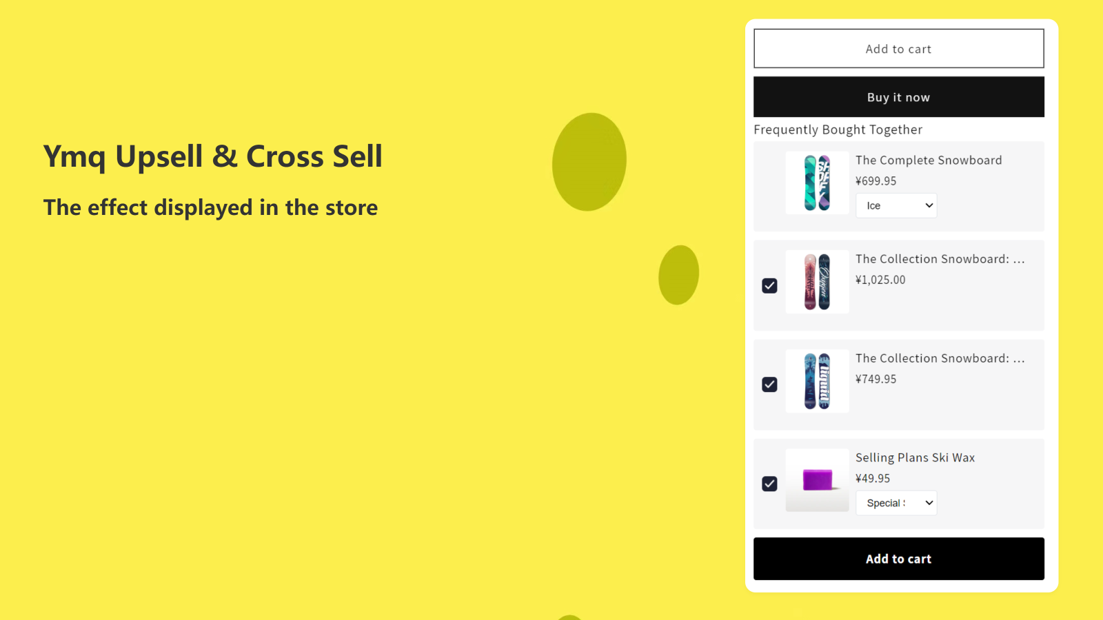 Ymq Upsell & Cross Sell Screenshot