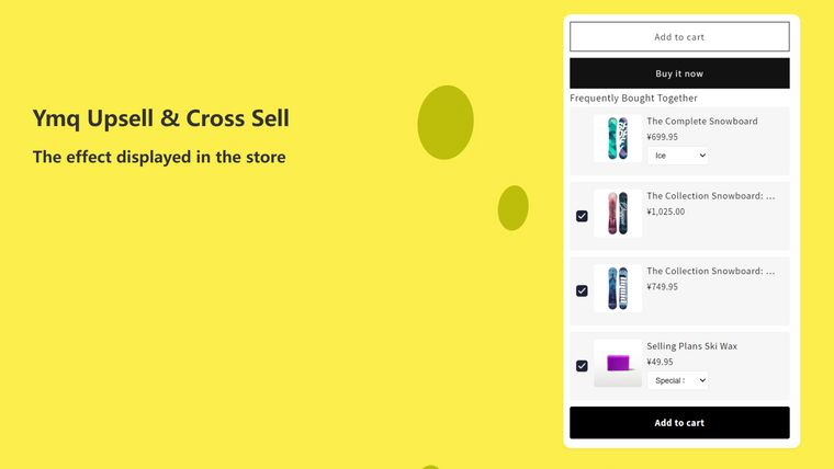 Ymq Upsell & Cross Sell Screenshot