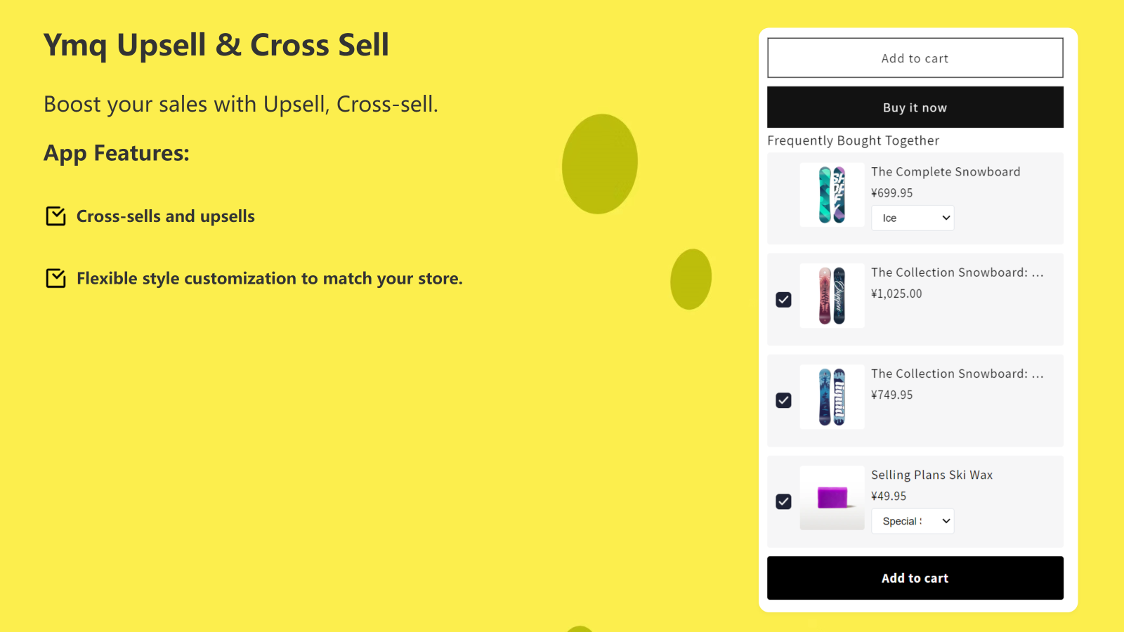 Ymq Upsell & Cross Sell Screenshot