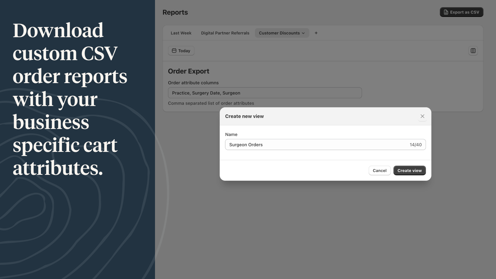 Order Attributes Explorer - Ansichten speichern