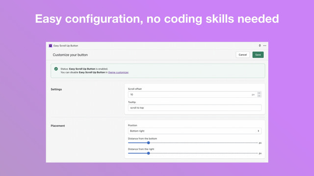 botón de desplazamiento fácil hacia arriba - configuración fácil, no se requiere codificación