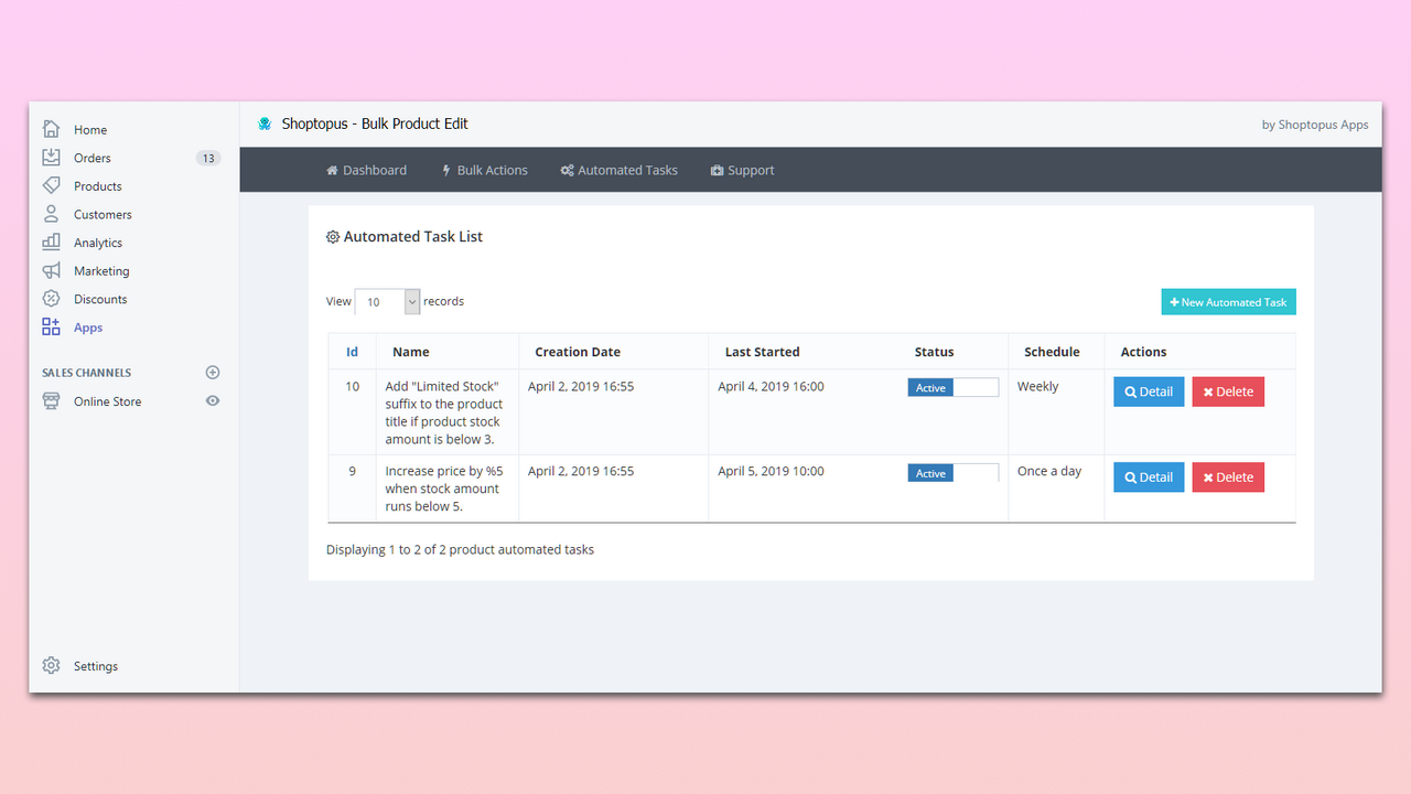 Bulk Program, Retail Default Category